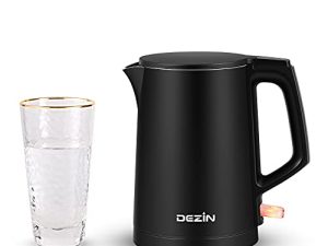 غلاية كهربائية Dezin ، غلاية محمولة للسفر بسعة 0.8 لتر مع هيكل مزدوج الجدار ، غلاية شاي كهربائية من الفولاذ المقاوم للصدأ 304 لرحلة العمل ، غلاية كهربائية صغيرة مع إيقاف تلقائي (بدون كوب)