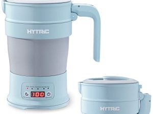 غلاية كهربائية للسفر HYTRIC ، غلاية كهربائية صغيرة قابلة للطي 700 مل خالية من BPA ، غلاية كهربائية محمولة مع لوحة متعددة الوظائف ، غلاية ماء ساخن قابلة للطي مع بدء التشغيل الدافئ والتأخير ، 110 فولت أزرق