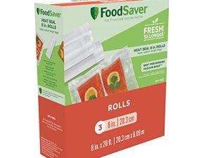 أكياس تغليف الفراغ من FoodSaver ، بكرات لتخزين الأطعمة محكمة الغلق ومناسبة مخصصة ، 8 "x 20" (عبوة من 3)
