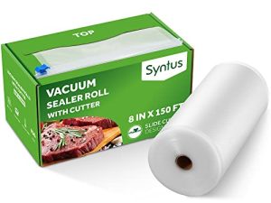 Syntus 8 "x 150" حافظة لفافة تغليف الطعام مع موزع قطاعة ، بكرات أكياس تغليف الفراغ من الدرجة التجارية ، أكياس الطعام ، مثالية للتخزين ، وإعداد الوجبات ، و Sous Vide