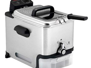 مقلاة T-fal العميقة مع سلة ، فولاذ مقاوم للصدأ ، سهلة التنظيف ، مقلاة عميقة ، ترشيح الزيت ، 2.6 رطل ، فضي ، موديل FR8000