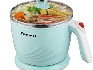 إناء كهربائي صغير من توبويت ، طباخ كهربائي ، طباخ نودلز ، غلاية كهربائية مع وظائف متعددة للبخار والبيض والشوربة والطبخ مع التسخين الزائد والحماية من الغليان الجاف ، طاقة مزدوجة ، 1.2 لتر ، أخضر