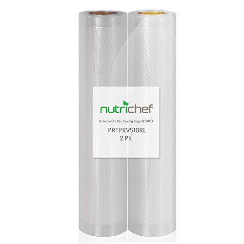 NutriChef Two 8 "X10 '4 mil Commercial Grade Vacuum Sealer Rolls Storage Food | قم بإنشاء حقيبة الحجم الخاصة بك ، العلامات التجارية ، شفاف NutriChef Two 8 "X10 '4 mil Commercial Grade Vacuum Sealer Rolls Storage Food | قم بإنشاء حقيبة الحجم الخاصة بك ، العلامات التجارية ، شفاف