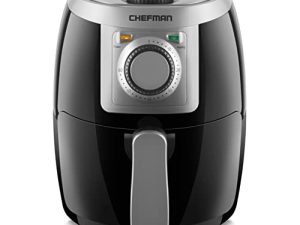 CHEFMAN صغير ، مقلاة هوائية صغيرة ، طهي صحي ، 2 Qt ، غير لاصقة ، سهل الاستخدام وقابل للتعديل التحكم في درجة الحرارة مع مؤقت 60 دقيقة وإيقاف تلقائي ، سلة آمنة لغسالة الصحون ، خالية من البيسفينول A ، أسود