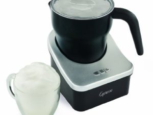 Capresso Froth Pro Milk Frother للكابتشينو والإسبريسو واللاتيه والشوكولاتة الساخنة ، 7 بوصات × 5 بوصات × 6 بوصات ، أسود / فضي غير لامع