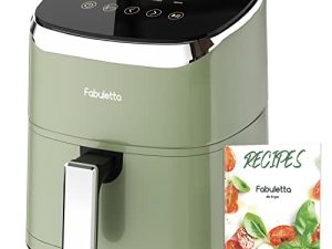 مقالي هوائية 4 Qt ، Fabuletta 9 برامج طهي ذكية قابلة للتخصيص ، مقلاة هوائية مدمجة ، تذكير بالاهتزاز ، مقلاة هوائية رقمية 450 درجة فهرنهايت ، شاشة زجاجية ، آمنة لغسالة الأطباق وغير لاصقة ، مناسبة لـ 2-4 أشخاص