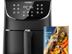 مجموعة فرن COSORI Pro Air Fryer ، 5.8QT Max Xl Large ، مع 100 وصفة ، شاشة تعمل بلمسة واحدة مع 11 إعدادًا مسبقًا وتذكيرًا بالاهتزاز ، سلة مربعة قابلة للفصل وآمنة في غسالة الأطباق ، أسود