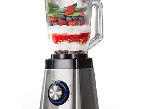 خلاط احترافي من Anthter CY-305R ، خلاطات عالية الطاقة 950 واط للمطبخ ، خلاط عصير غير القابل للصدأ على سطح الطاولة ، وعاء زجاجي 50 أونصة وكوب عصير 24 أونصة ، مثالي للعصائر والمشروبات المخفوقة والمشروبات المجمدة