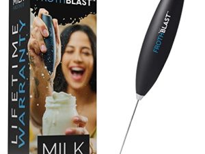 FrothBlast ™ Milk Frother محمول للقهوة {صانع الرغوة} خلاط شراب كهربائي لللاتيه والكابتشينو والفرابي والماتشا والشوكولاتة الساخنة (أسود)