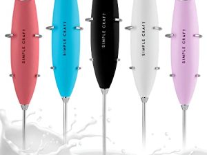 خلاط مشروبات محمول باليد من Simple Craft Milk Frother - رغوة قهوة صغيرة كهربائية محمولة باليد مع خفاقة وحامل من الفولاذ المقاوم للصدأ - خفاقة كهربائية محمولة لصنع القهوة واللاتيه وماتشا (أسود)