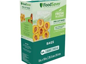أكياس فراغ السداد لتخزين الطعام ومحكم الإغلاق و Sous Vide ، 1 كوارت أكياس قبل القطع (44 Count)