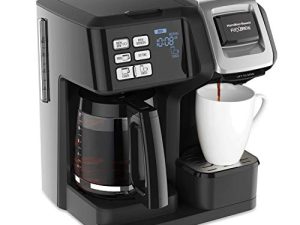 هاملتون بيتش 49976 FlexBrew Trio صانعة قهوة ثنائية الاتجاه ، متوافقة مع كبسولات K-Cup أو الأرض ، كومبو ، خدمة فردية ووعاء كامل 12c ، أسود