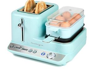 Nostalgia Classic Retro 3-in-1 Breakfast Station ، 2-Wide Slot Toaster مع تحكم في التحميص قابل للتعديل ، صينية غير لاصقة ، 6 سعة طباخ البيض مع غطاء