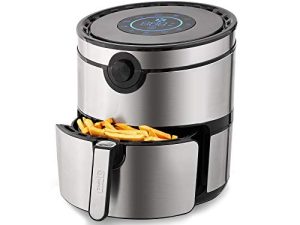 Dash DFAF600GBSS01 AirCrisp Pro مقلاة هوائية كهربائية + طباخ فرن بشاشة رقمية + 8 إعدادات مسبقة ، التحكم في درجة الحرارة ، سلة القلي غير اللاصقة ، دليل الوصفات + ميزة الإغلاق التلقائي ، 6qt ، الفولاذ المقاوم للصدأ