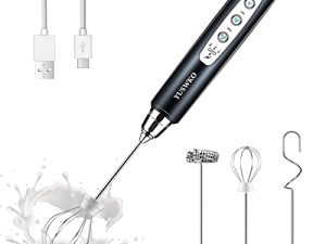 رغوة حليب محمولة باليد مع 3 رؤوس ، خلاط رغوة خفقت القهوة مع USB قابل لإعادة الشحن 3 سرعات ، خلاط يدوي كهربائي صغير لاتيه ، كابتشينو ، شوكولاتة ساخنة ، بيض - أسود