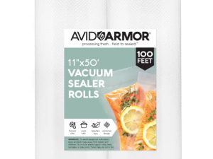 أكياس Avid Armor Vacuum Sealer Bags 11x50 Rolls 2 Pack لتوفير الطعام ، وختم وجبة سدادة فراغية شديدة التحمل ، خالية من BPA ، آمنة Sous Vide ، أكياس تخزين مفرغة من الهواء ، تصميم عالمي 100 قدم إجمالي