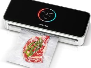 آلة ختم الفراغ الأوتوماتيكية الكاملة FRESKO لختم الوجبة ، جهاز ختم الطعام LED Touch مع أكياس ، معتمد من ETL (أبيض)