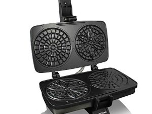 صانعة البيتزا من Chef's Choice Toscano PizzellePro تتميز بسطح غير لاصق وتسخين متساوٍ لوجبتين مخبوزتين في ثوانٍ ، شريحتين ، فضي