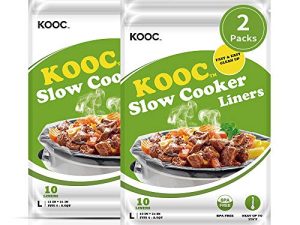 [جديد] بطانات الطبخ البطيئة الممتازة من KOOC وأكياس الطبخ ، مقاس كبير يناسب 4QT إلى 8.5QT قدر ، 13 بوصة × 21 بوصة ، عبوتان (20 قطعة) ، مجهزة بتصميم قفل منعش جديد ، مناسبة للأواني البيضاوية والمستديرة ، خالية من مادة BPA