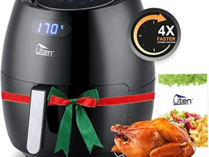 مقلاة هوائية 6.9QT / 6.5 لتر ، 1700 واط عالي الطاقة 8 في 1 وضع القلي العميق ، تسخين سريع ، فرن غير لاصق ، طبخ بدون زيت ، تسخين سريع / تحكم في الوقت ، شاشة لمس رقمية LED ، أسود
