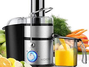 آلات عصارة KOIOS بالطرد المركزي ، عصارة عصير مع أنبوب تغذية كبير جدًا 3 بوصة ، فلتر 304 من الفولاذ المقاوم للصدأ ، إنتاجية عالية من العصير للفواكه والخضروات ، سهلة التنظيف ، خالية من البيسفينول بنسبة 100٪ ، قوية 1200 واط ، آمنة للغسل في غسالة الأطباق ، فرشاة متضمنة
