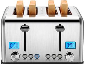 REDMOND 4 Slice Toaster، Countdown Stainless Steel Toaster with Bagel، Defrost، Cancel Function، Extra Wide Slots، 6 Bread Shade Settings، 1650W، ST030
